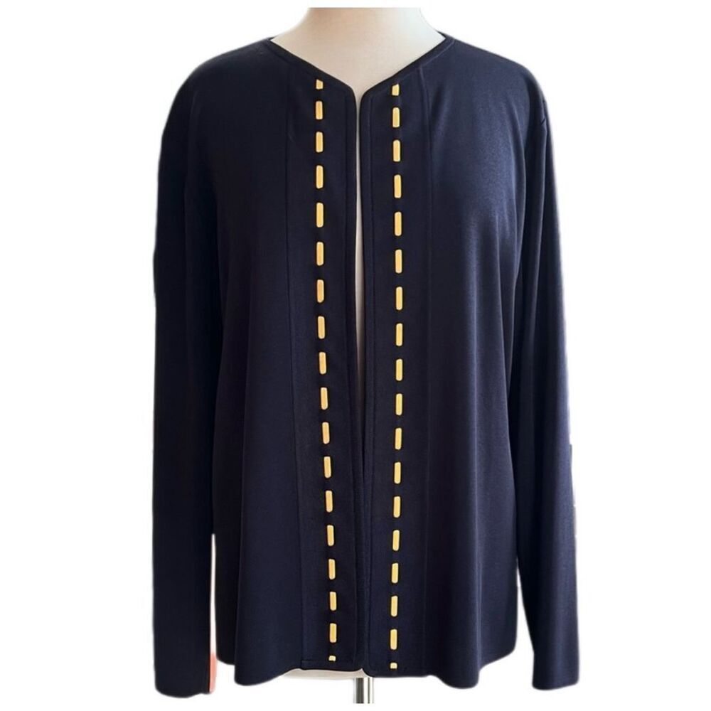✨Misook Womens Navy Open Front Knit Sz Medium Cardigan✨